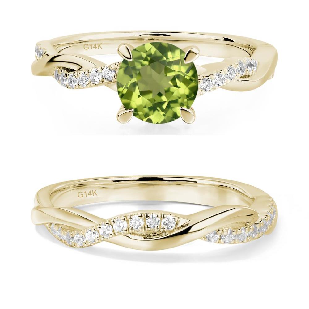 Peridot Twisted Engagement Ring - LUO Jewelry #metal_14k yellow gold