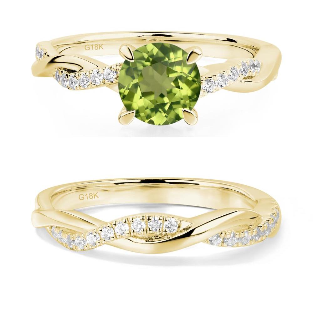 Peridot Twisted Engagement Ring - LUO Jewelry #metal_18k yellow gold