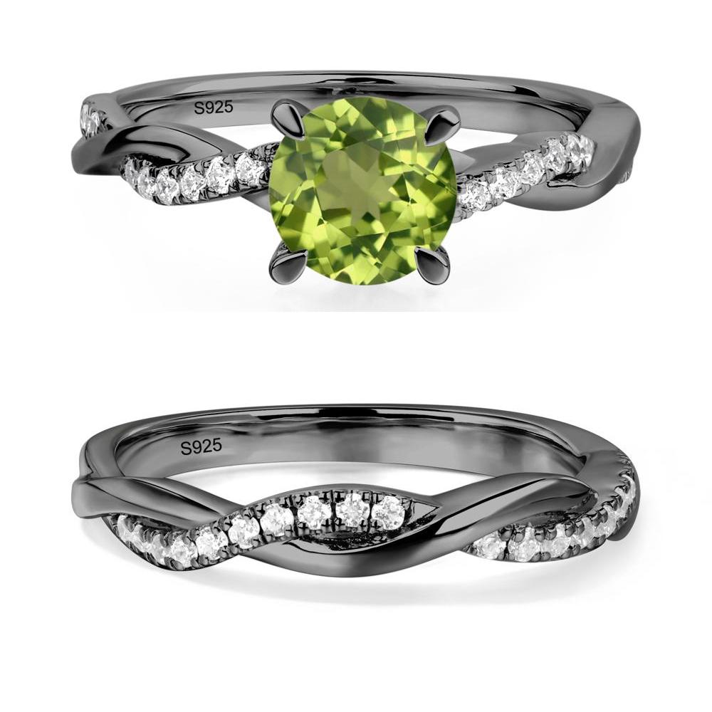 Peridot Twisted Engagement Ring - LUO Jewelry #metal_black finish sterling silver