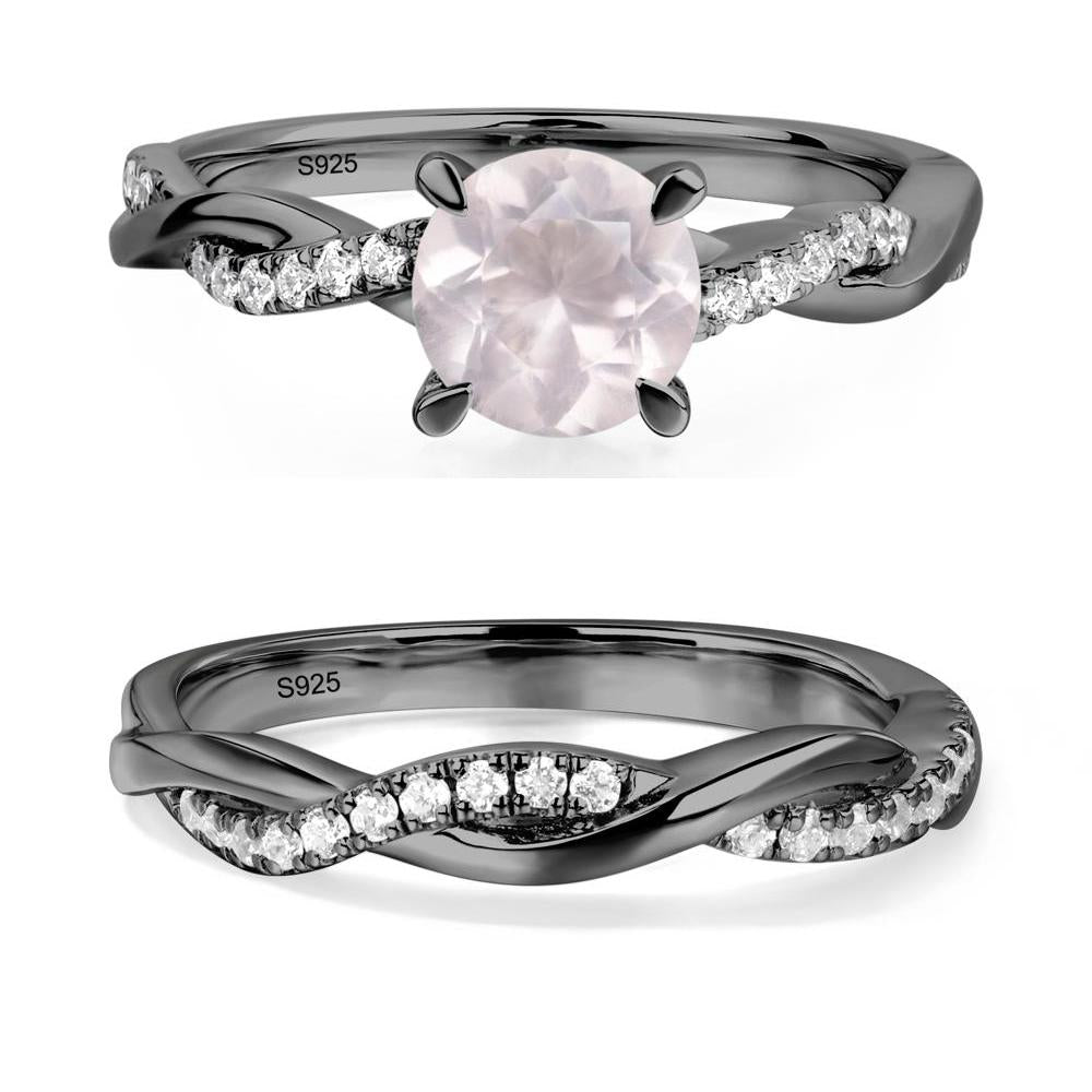 Rose Quartz Twist Engagement Ring - LUO Jewelry #metal_black finish sterling silver