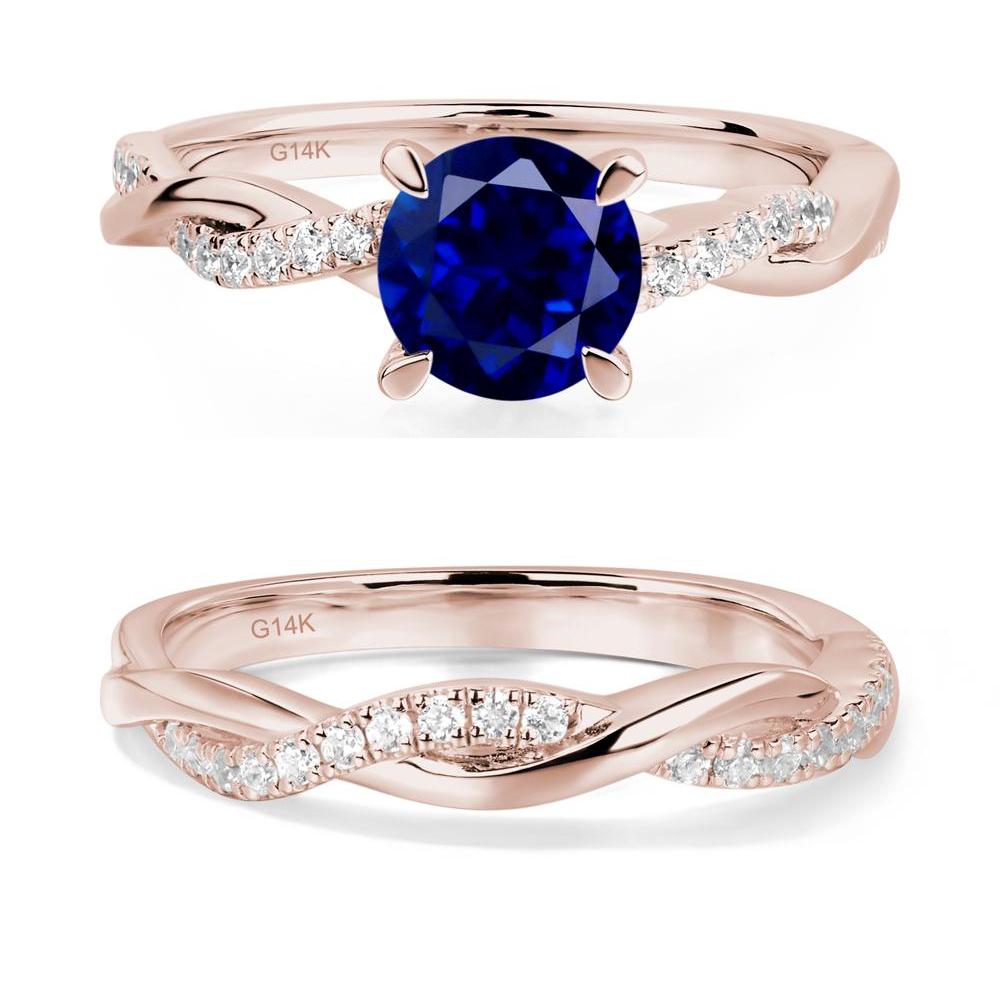 Sapphire Twisted Engagement Ring - LUO Jewelry #metal_14k rose gold