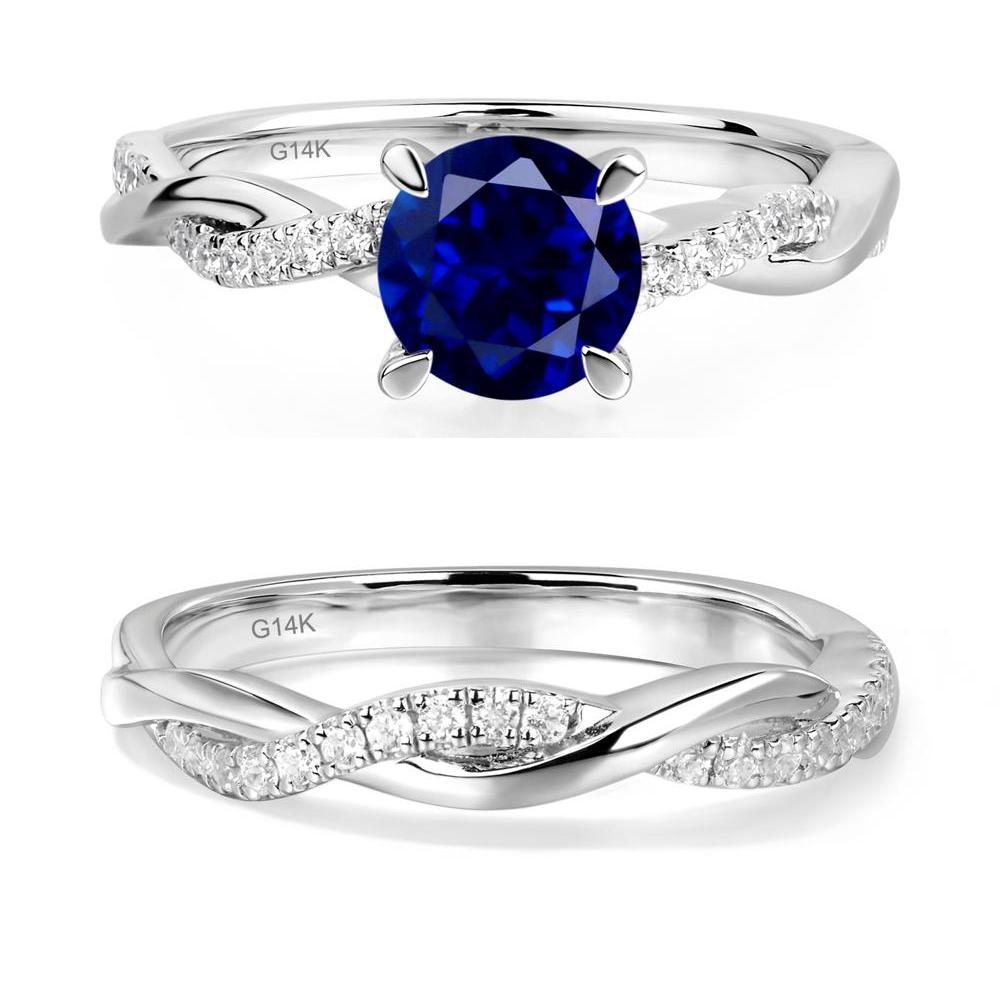 Sapphire Twisted Engagement Ring - LUO Jewelry #metal_14k white gold