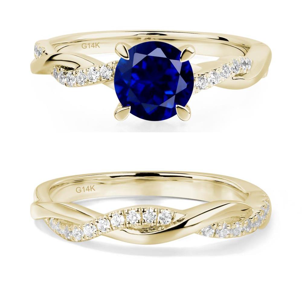 Sapphire Twisted Engagement Ring - LUO Jewelry #metal_14k yellow gold