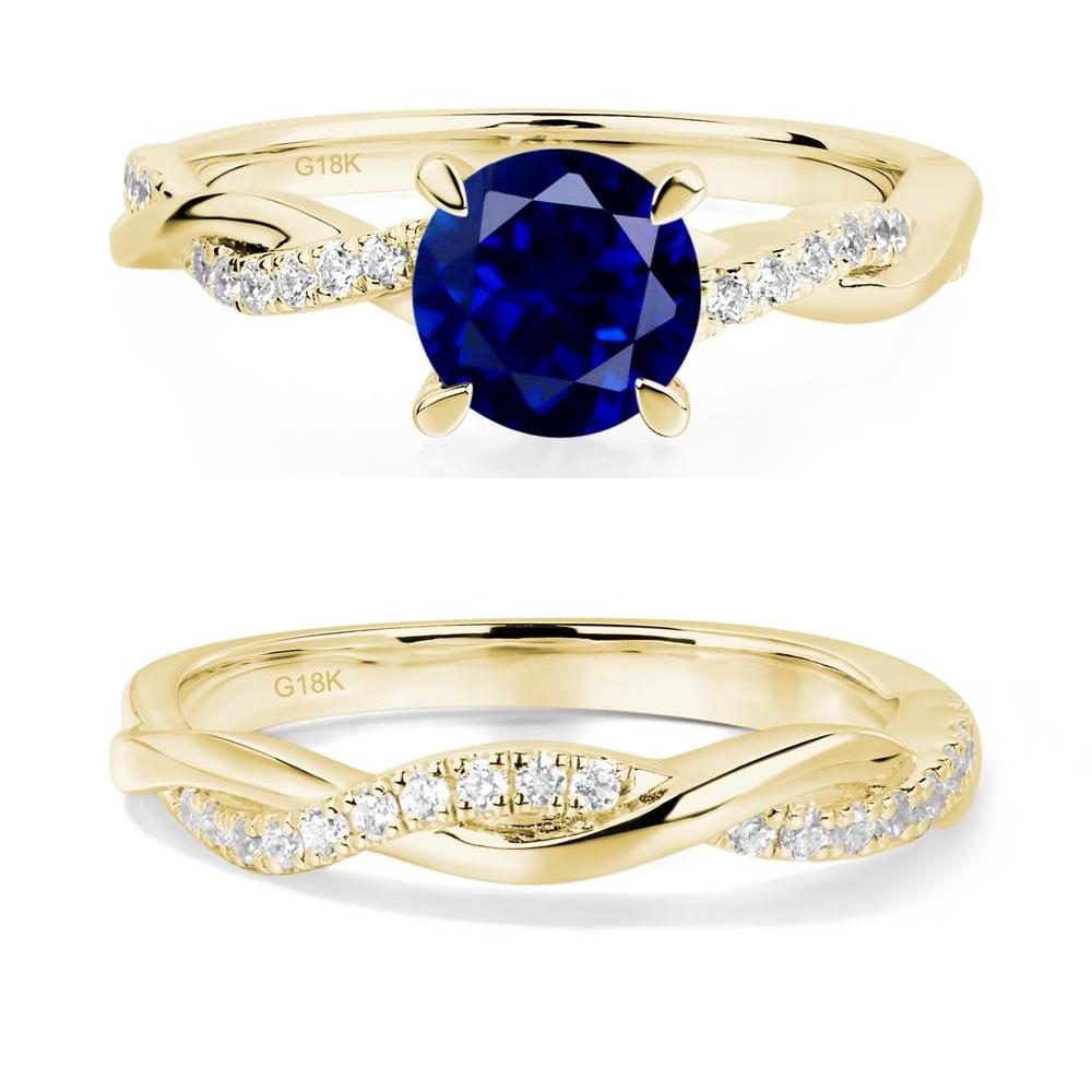 Sapphire Twisted Engagement Ring - LUO Jewelry #metal_18k yellow gold