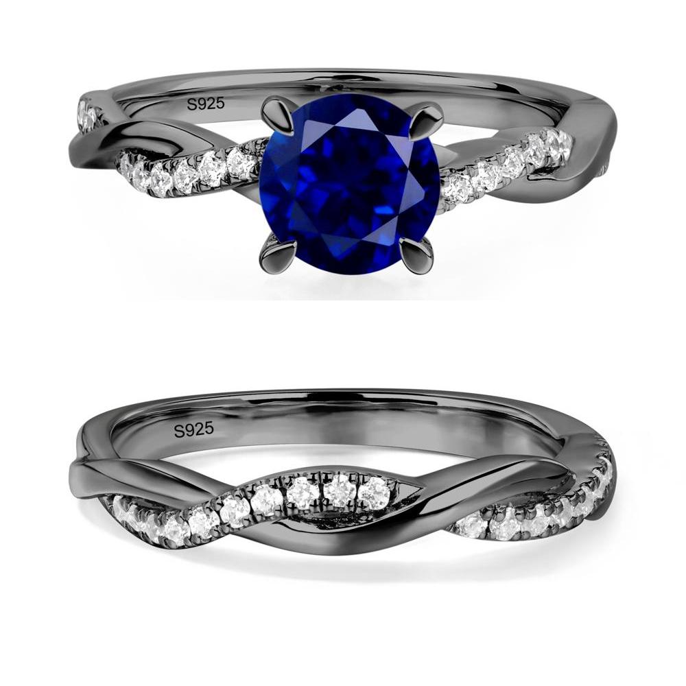 Sapphire Twisted Engagement Ring - LUO Jewelry #metal_black finish sterling silver