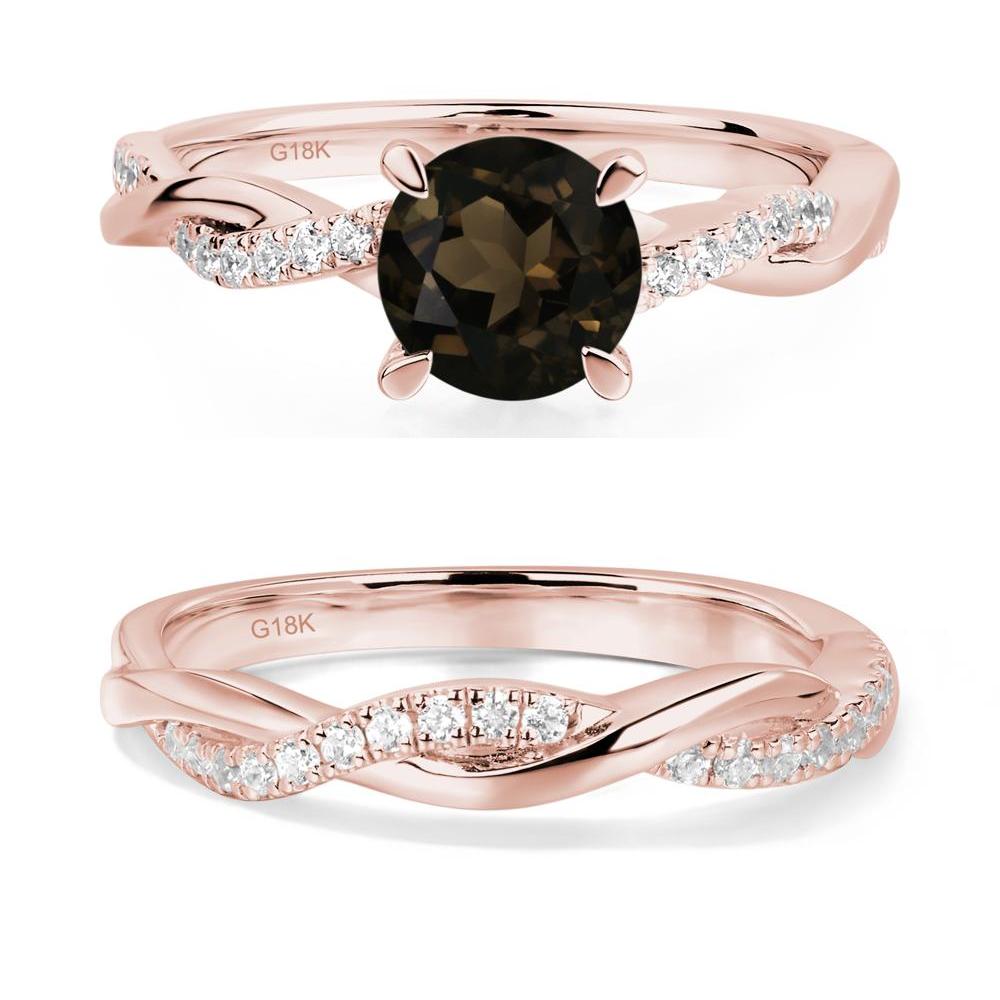 Smoky Quartz Twist Engagement Ring - LUO Jewelry #metal_18k rose gold