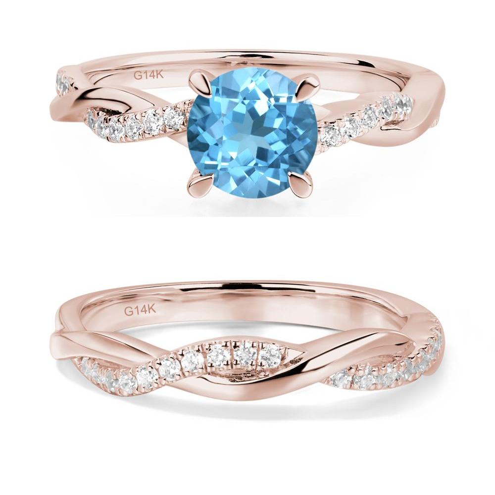 Swiss Blue Topaz Twist Ring - LUO Jewelry #metal_14k rose gold