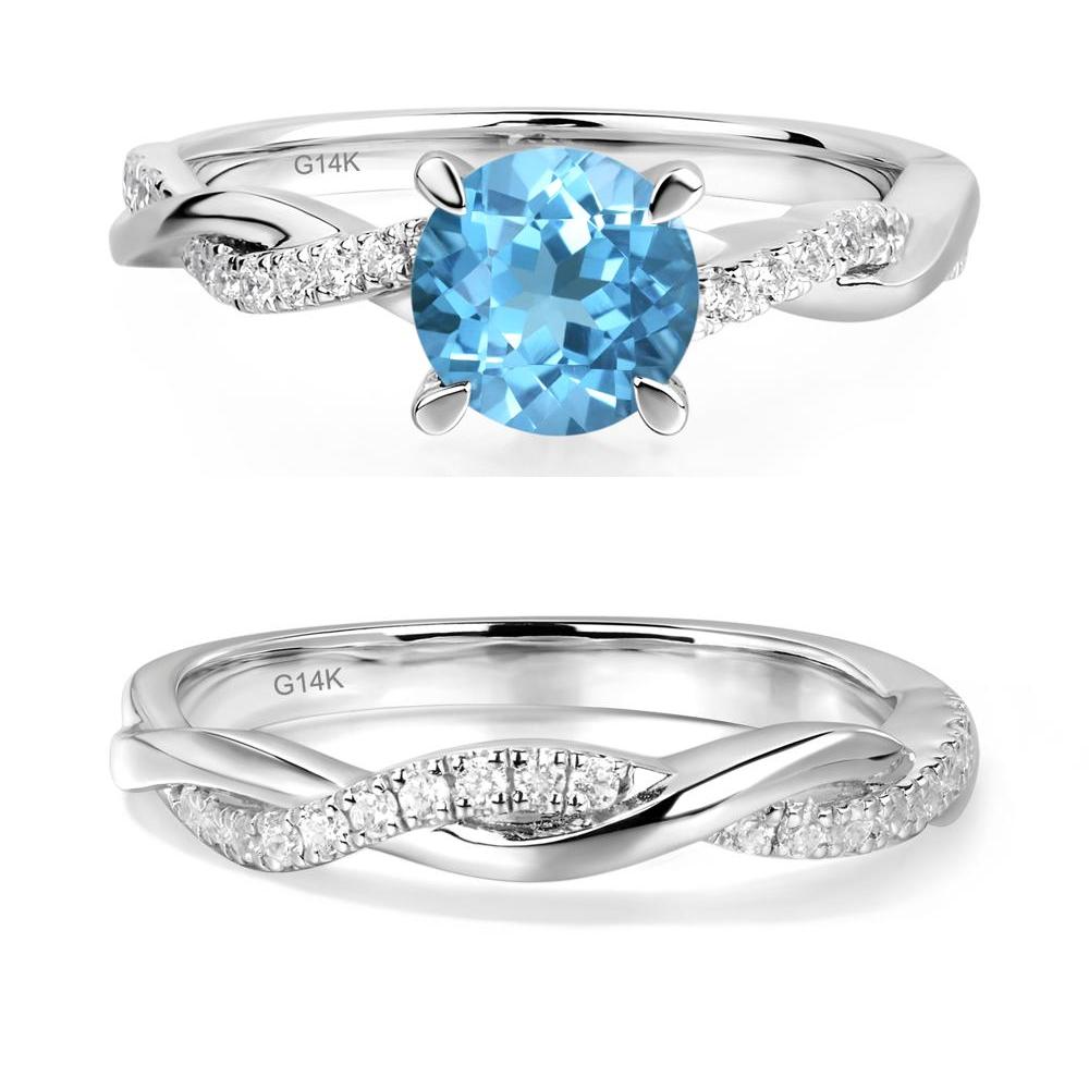 Swiss Blue Topaz Twist Ring - LUO Jewelry #metal_14k white gold