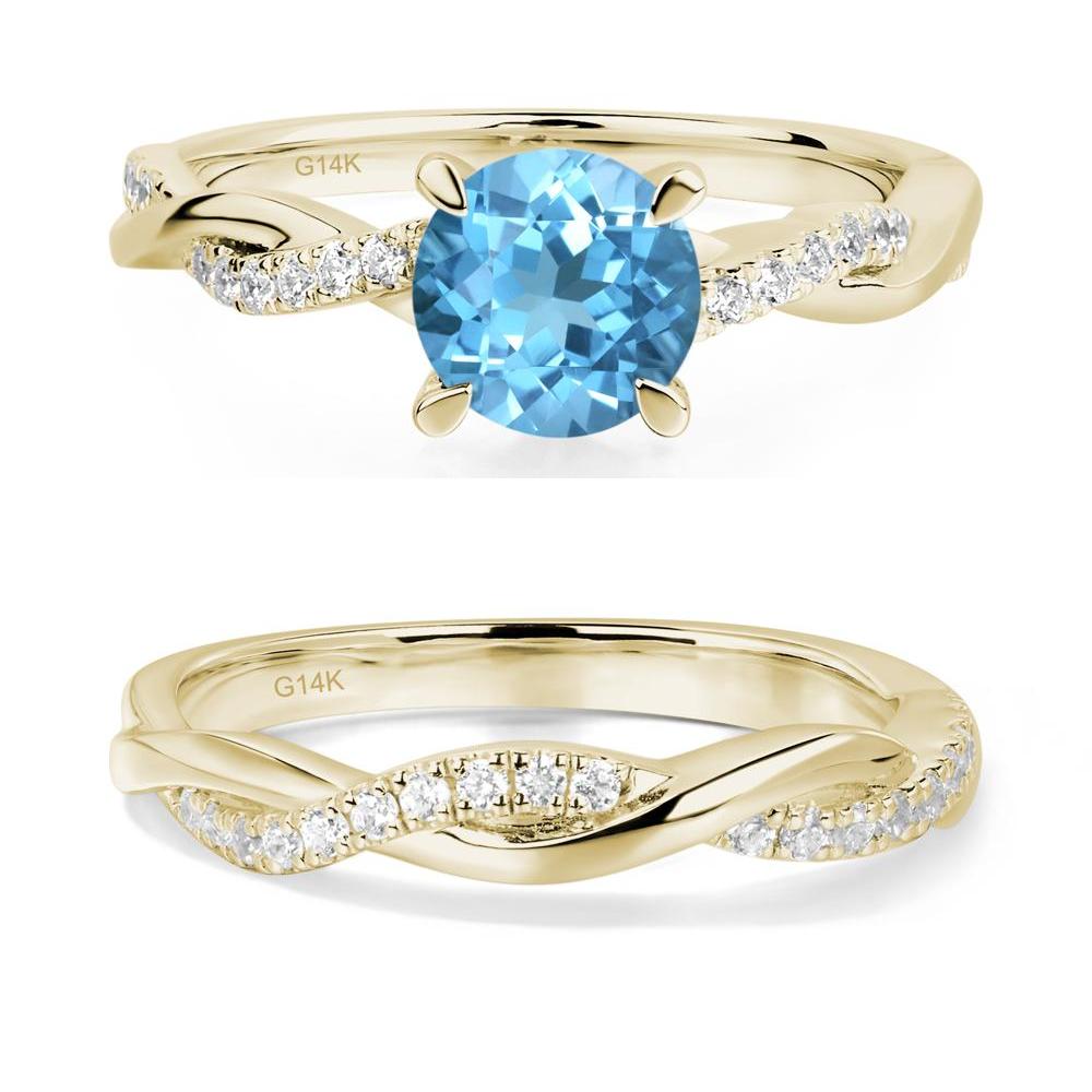 Swiss Blue Topaz Twist Ring - LUO Jewelry #metal_14k yellow gold