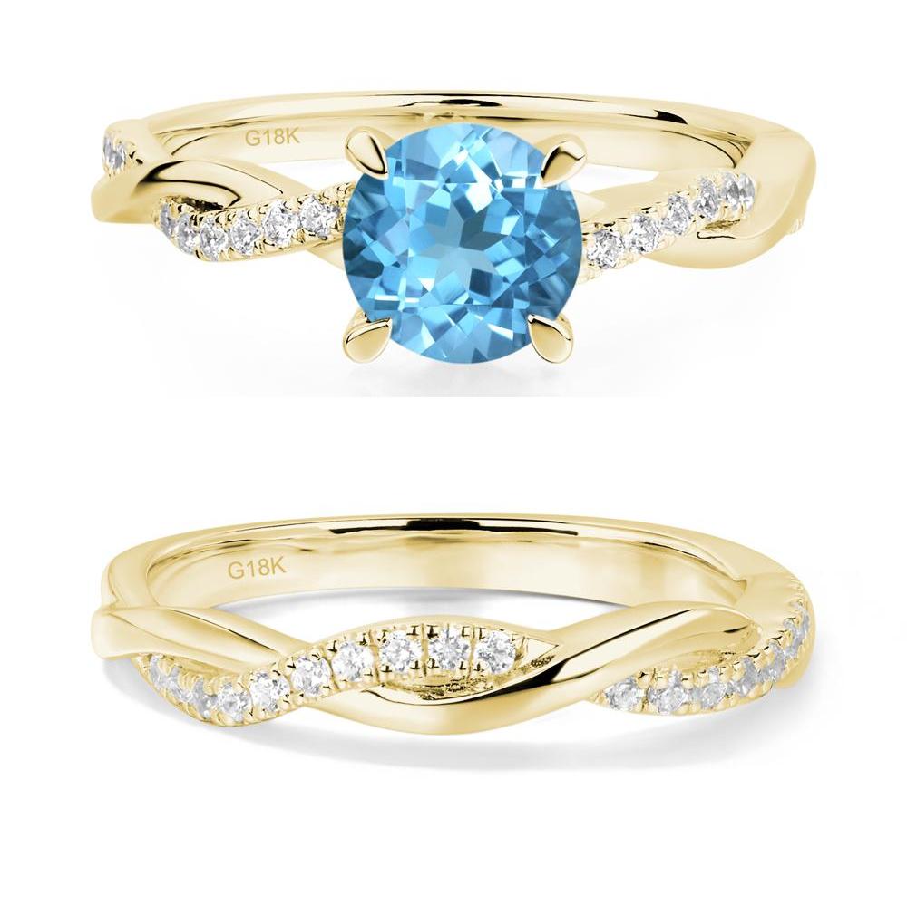 Swiss Blue Topaz Twist Ring - LUO Jewelry #metal_18k yellow gold