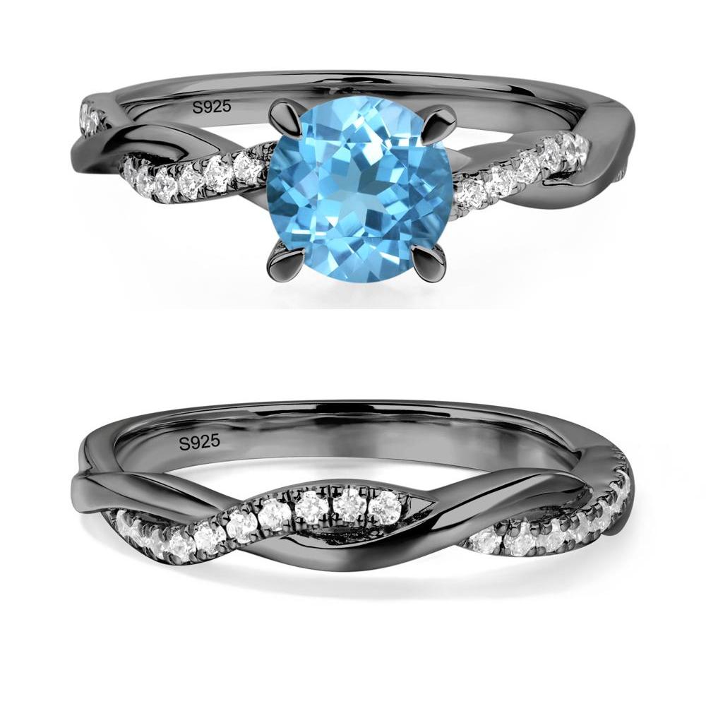 Swiss Blue Topaz Twist Ring - LUO Jewelry #metal_black finish sterling silver