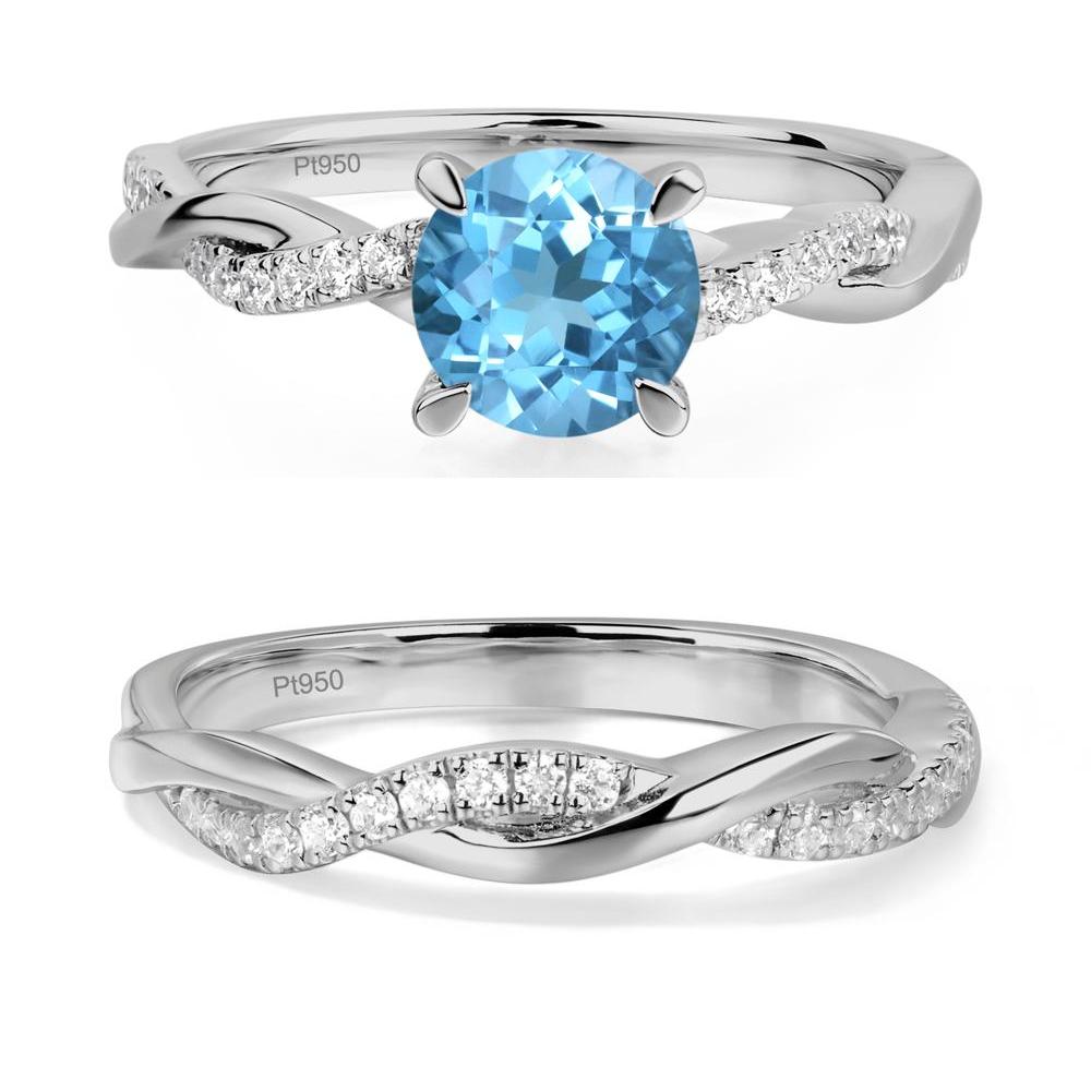 Swiss Blue Topaz Twist Ring - LUO Jewelry #metal_platinum