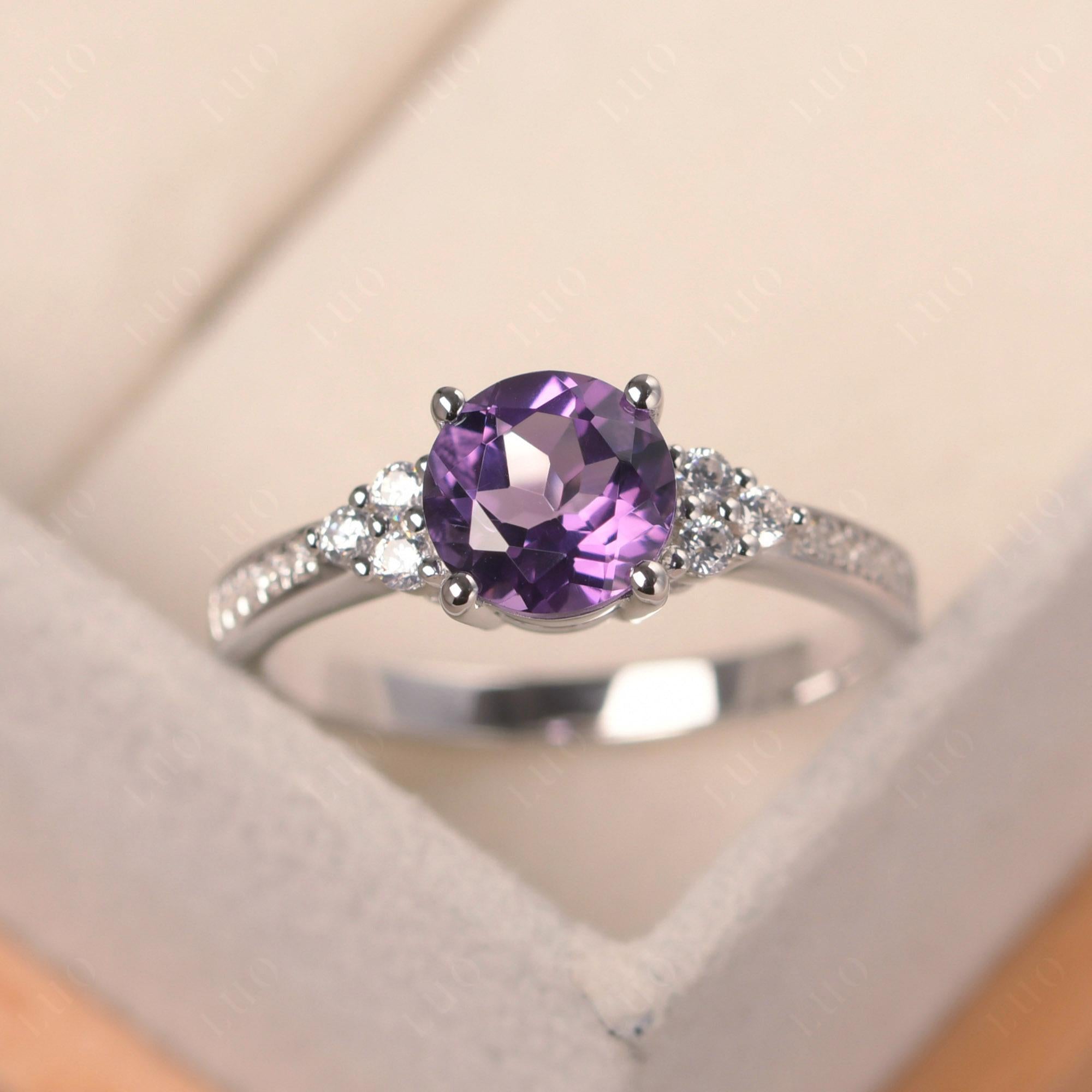 Round Cut Amethyst Engagement Ring - LUO Jewelry 