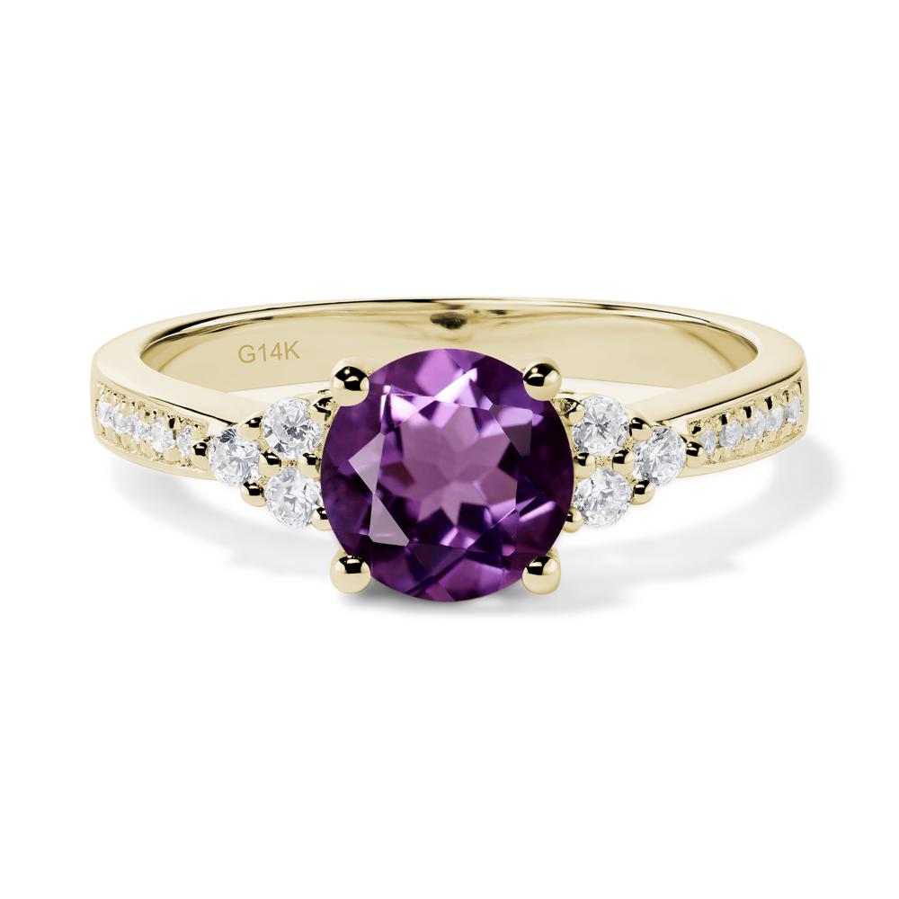 Round Cut Amethyst Engagement Ring - LUO Jewelry #metal_14k yellow gold