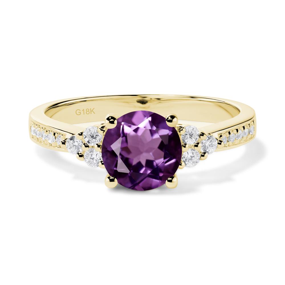 Round Cut Amethyst Engagement Ring - LUO Jewelry #metal_18k yellow gold