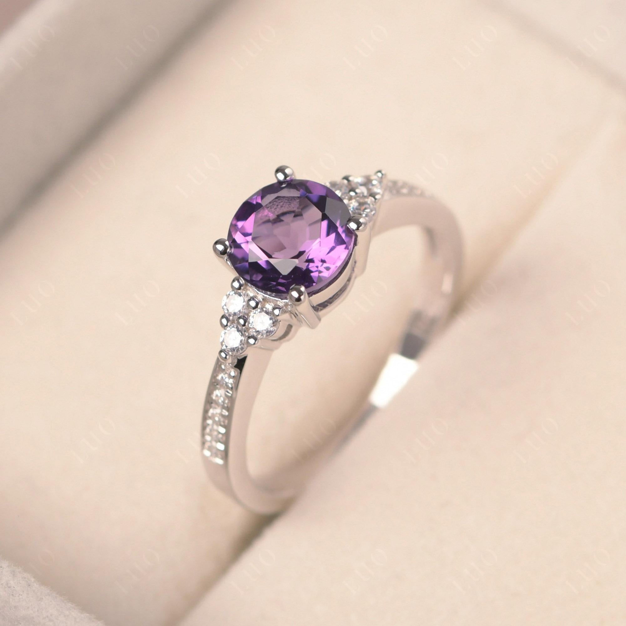 Round Cut Amethyst Engagement Ring - LUO Jewelry 