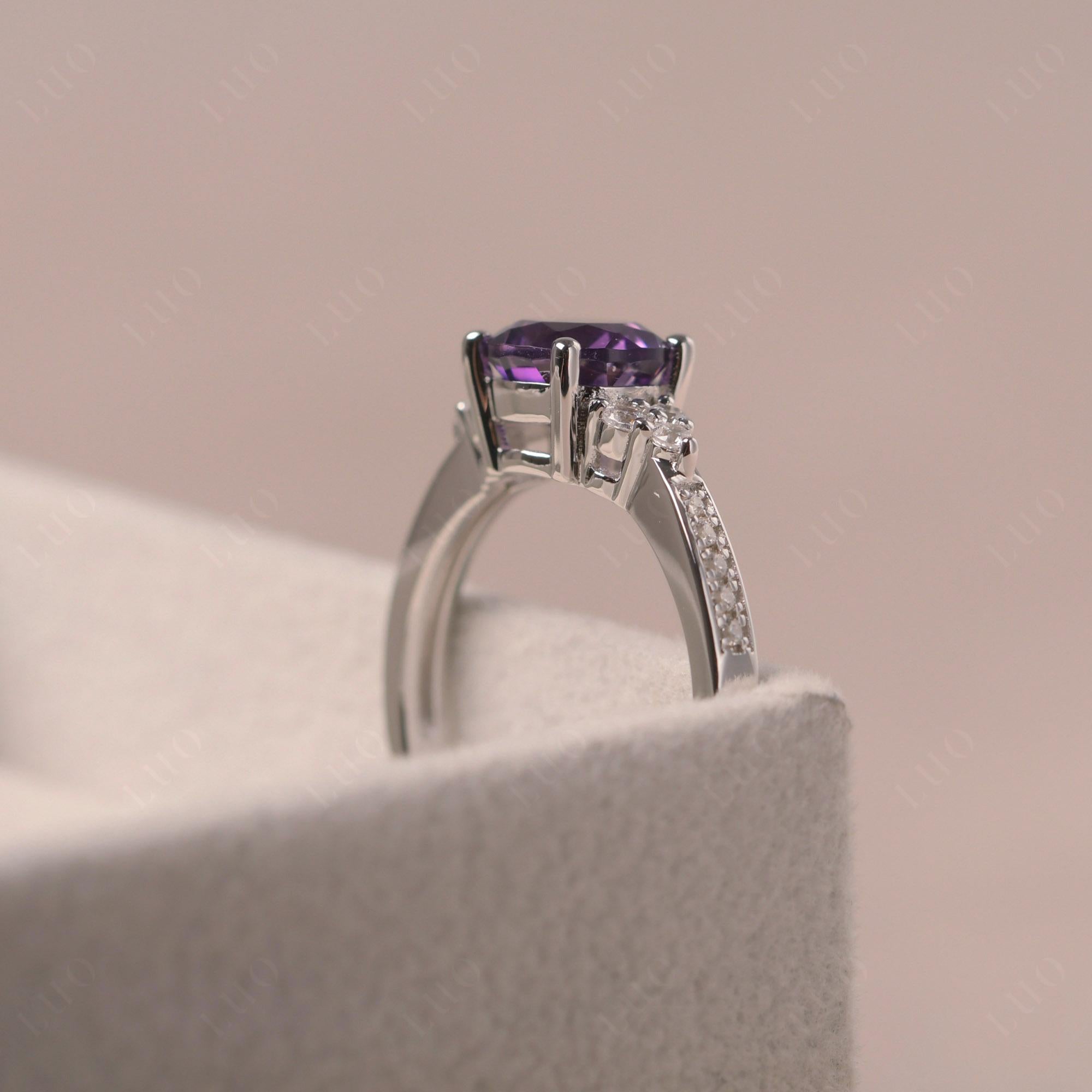 Round Cut Amethyst Engagement Ring - LUO Jewelry 