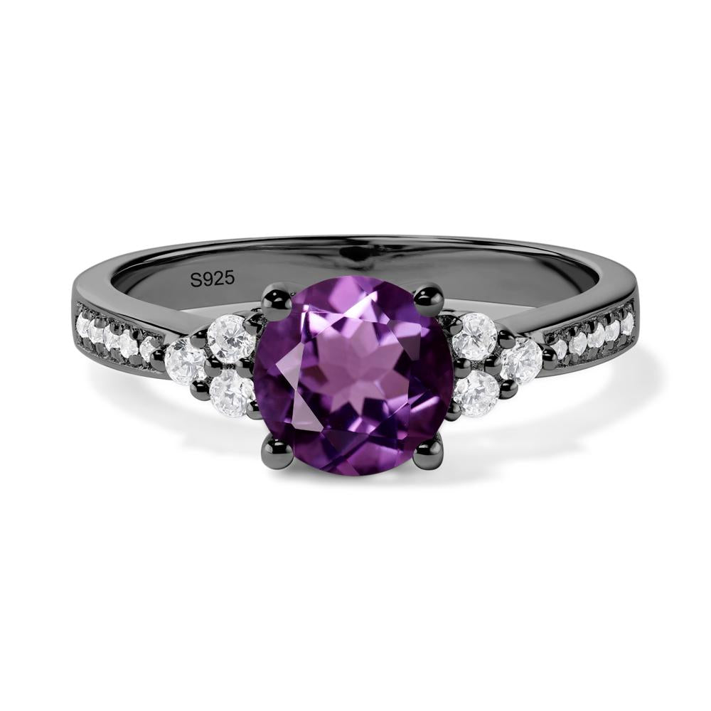 Round Cut Amethyst Engagement Ring - LUO Jewelry #metal_black finish sterling silver