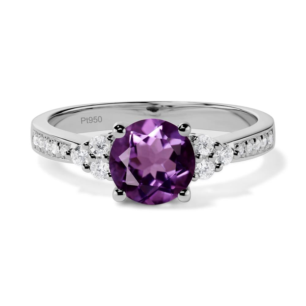 Round Cut Amethyst Engagement Ring - LUO Jewelry #metal_platinum