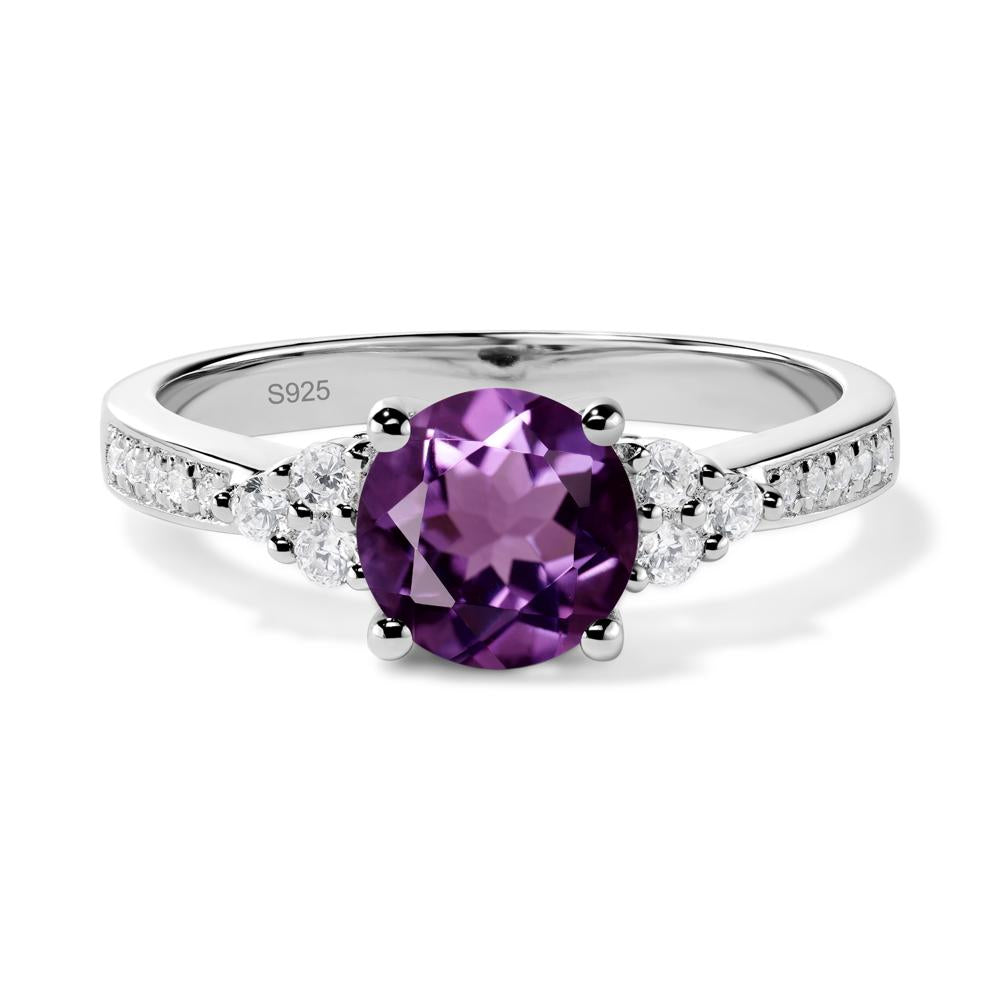 Round Cut Amethyst Engagement Ring - LUO Jewelry #metal_sterling silver