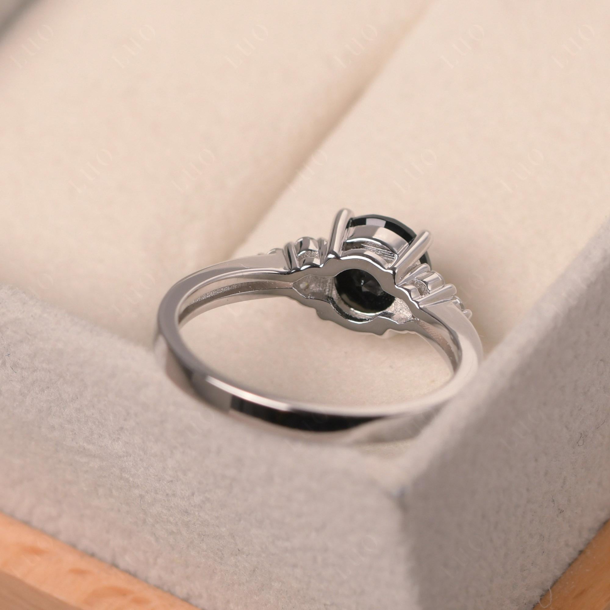 Round Cut Black Spinel Engagement Ring - LUO Jewelry 