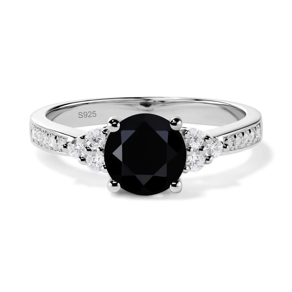 Round Cut Black Spinel Engagement Ring - LUO Jewelry #metal_sterling silver