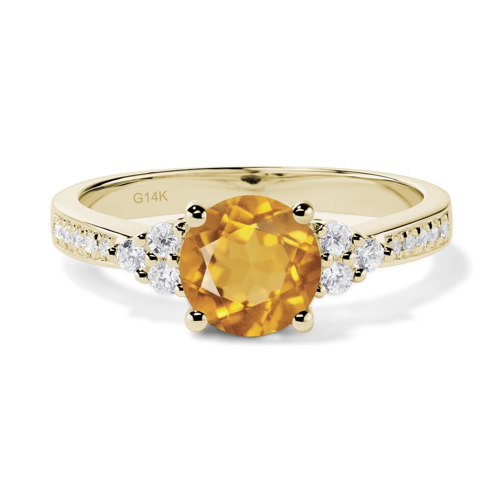 Round Cut Citrine Engagement Ring - LUO Jewelry #metal_14k yellow gold