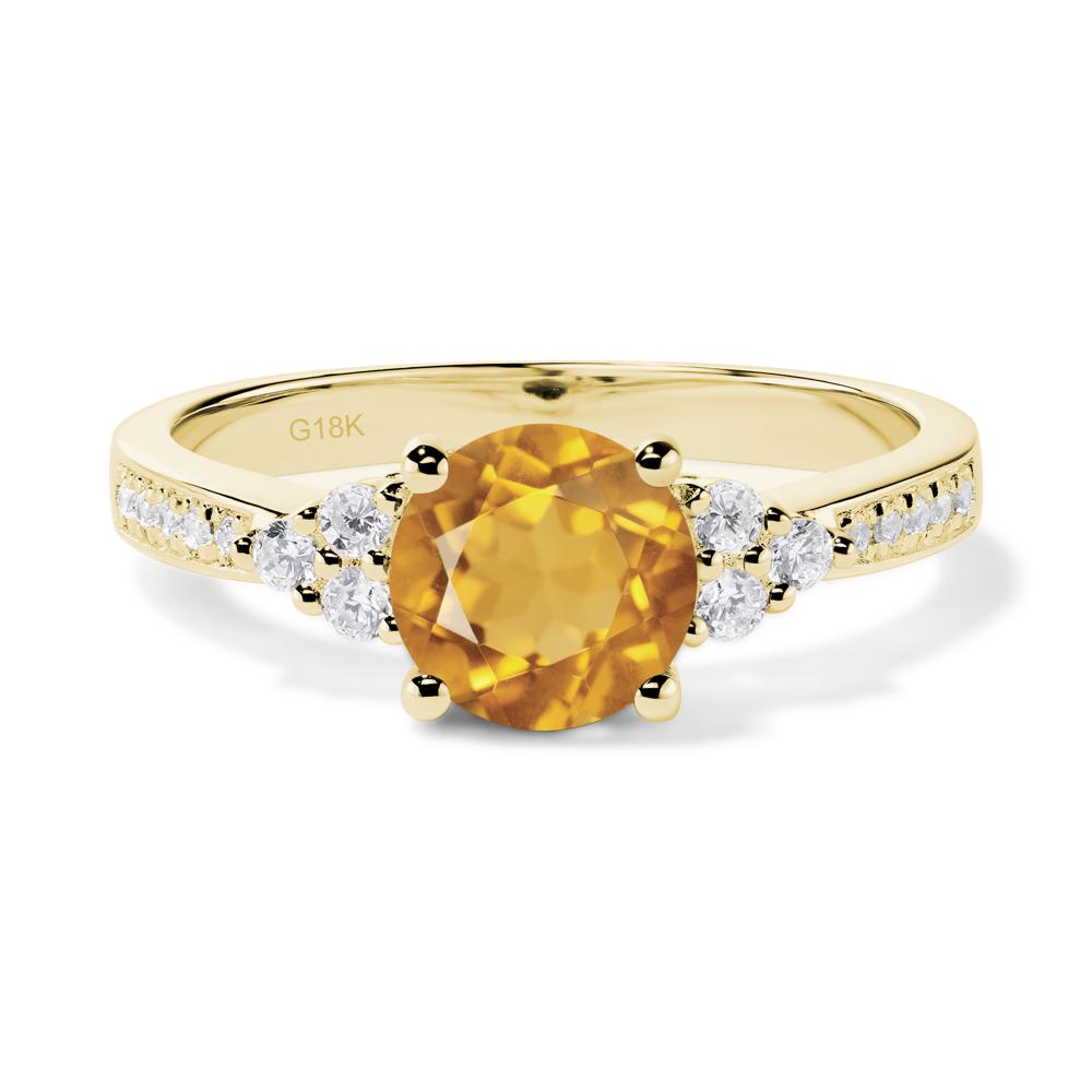 Round Cut Citrine Engagement Ring - LUO Jewelry #metal_18k yellow gold