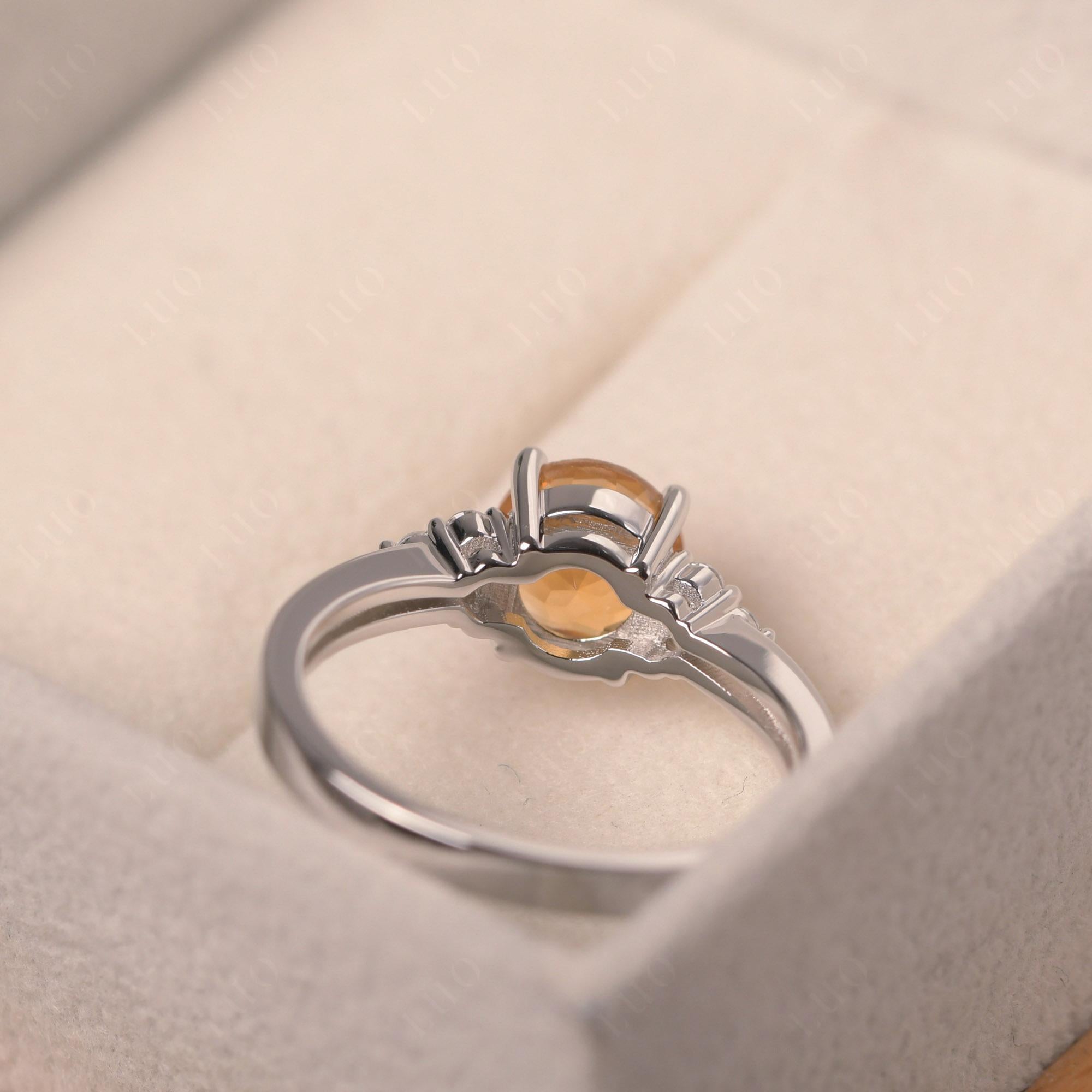 Round Cut Citrine Engagement Ring - LUO Jewelry 