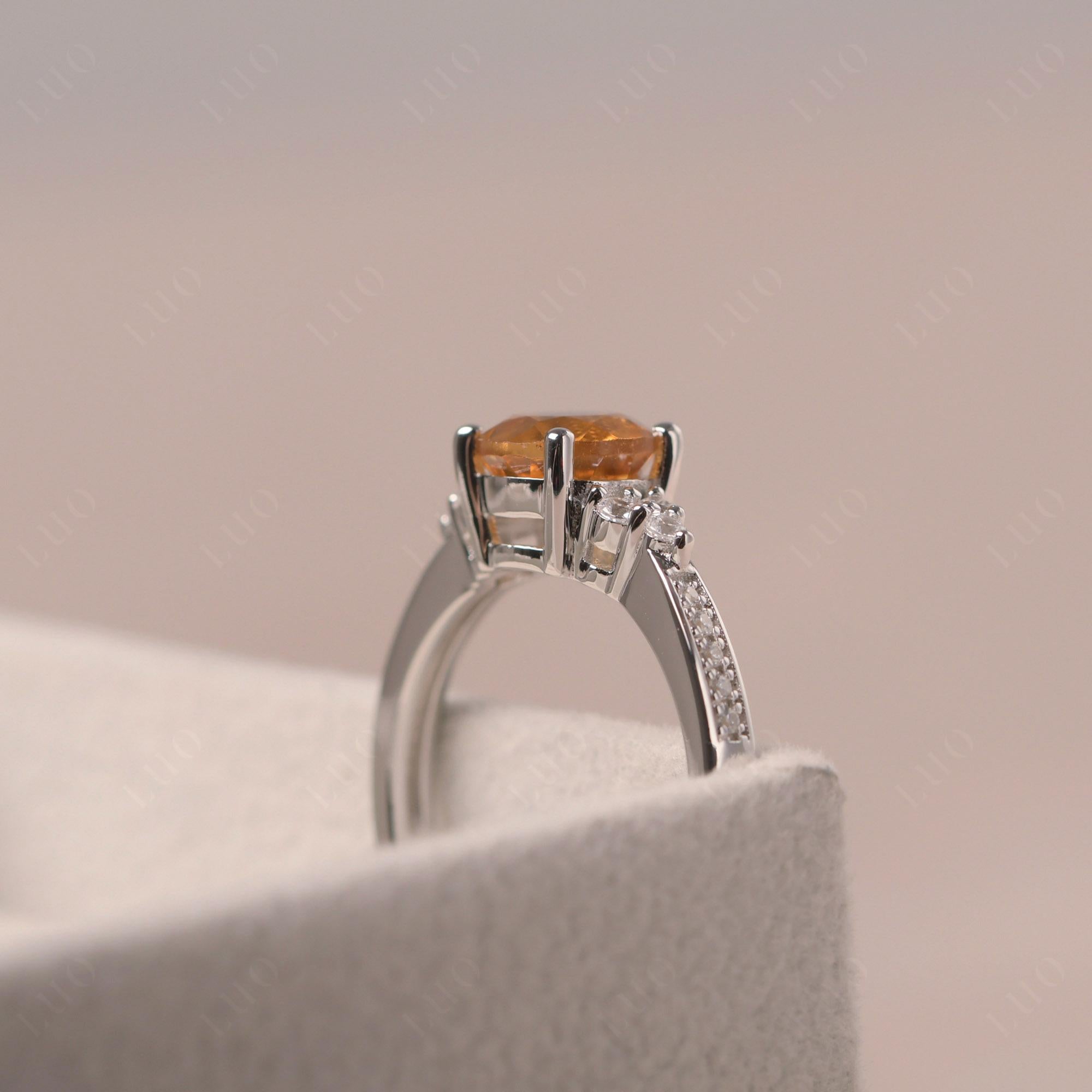 Round Cut Citrine Engagement Ring - LUO Jewelry 