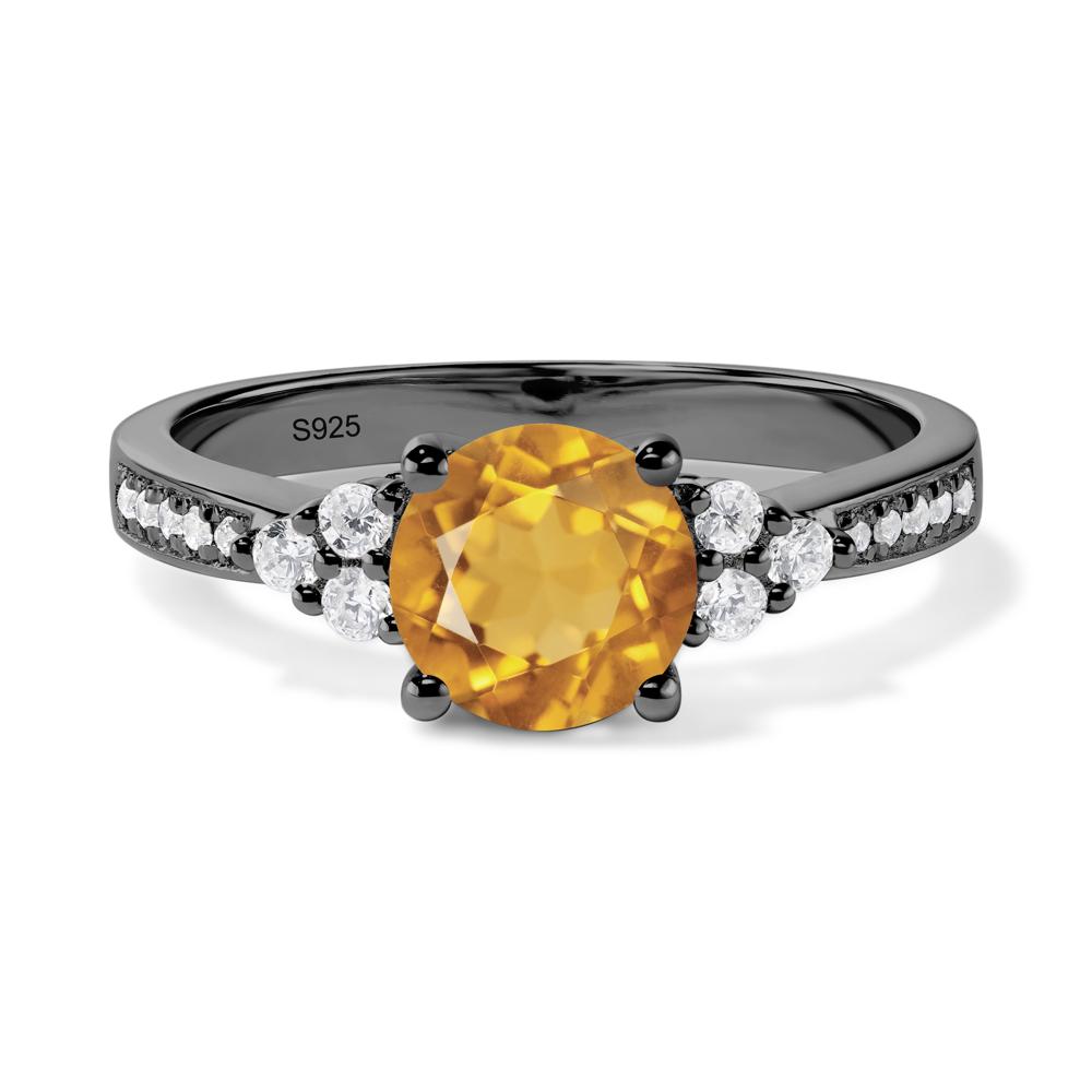 Round Cut Citrine Engagement Ring - LUO Jewelry #metal_black finish sterling silver