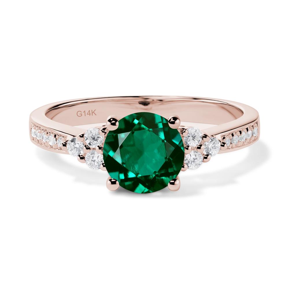 Round Cut Emerald Engagement Ring - LUO Jewelry #metal_14k rose gold