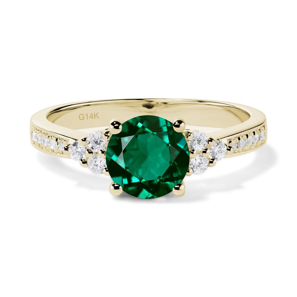 Round Cut Emerald Engagement Ring - LUO Jewelry #metal_14k yellow gold