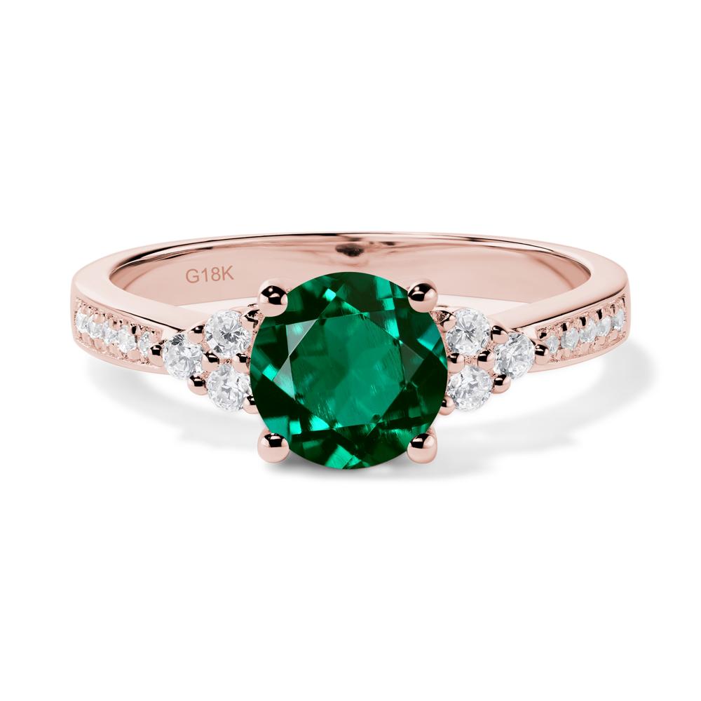 Round Cut Emerald Engagement Ring - LUO Jewelry #metal_18k rose gold