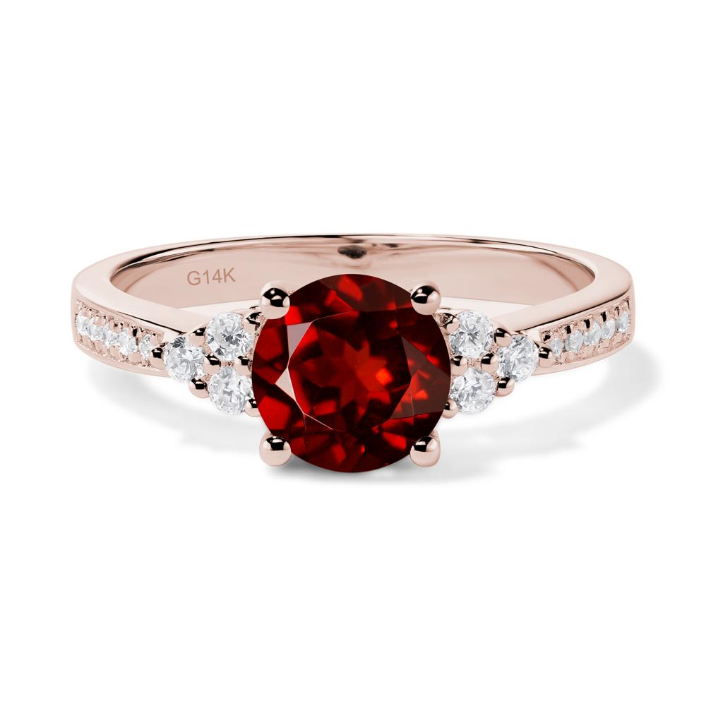 Round Cut Garnet Engagement Ring - LUO Jewelry #metal_14k rose gold