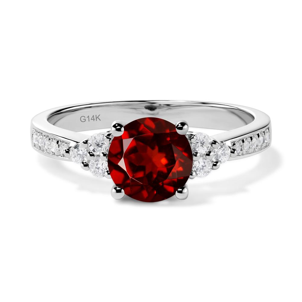 Round Cut Garnet Engagement Ring - LUO Jewelry #metal_14k white gold