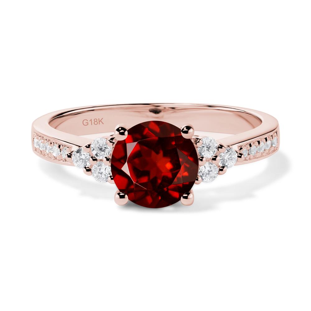 Round Cut Garnet Engagement Ring - LUO Jewelry #metal_18k rose gold