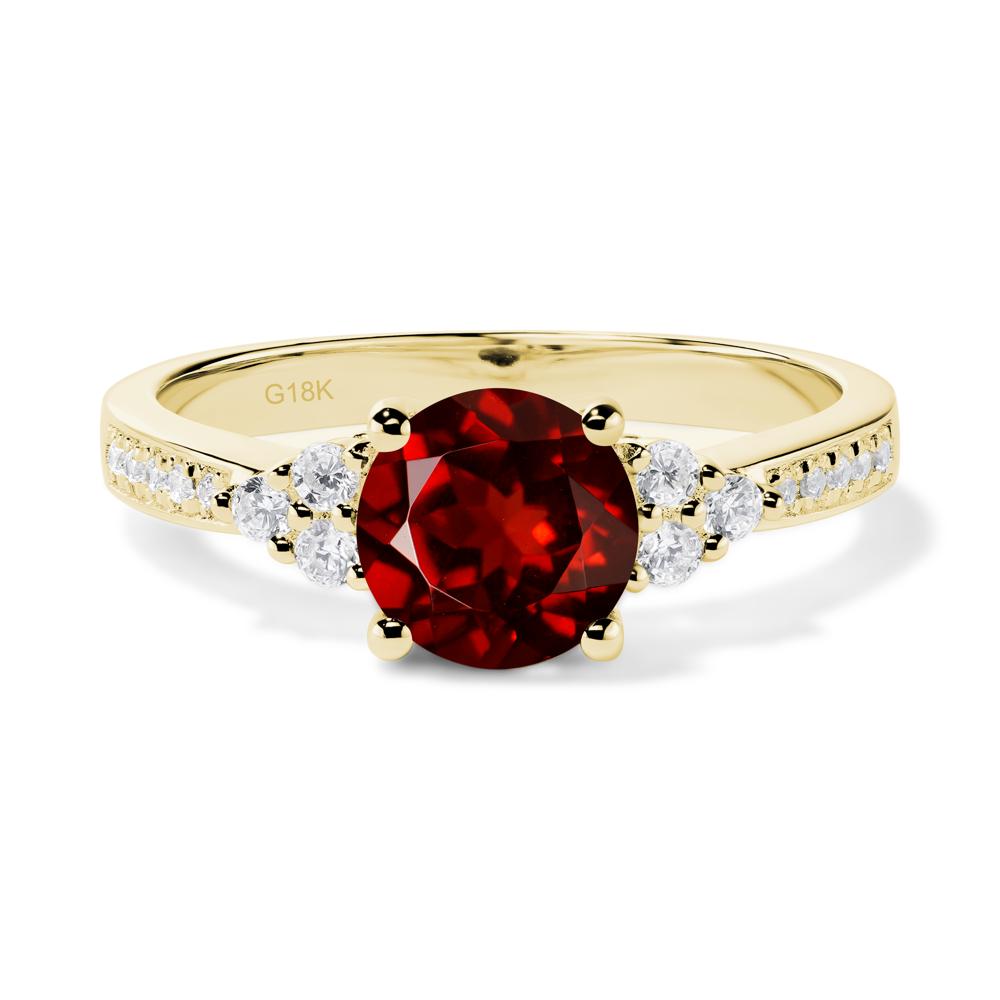 Round Cut Garnet Engagement Ring - LUO Jewelry #metal_18k yellow gold