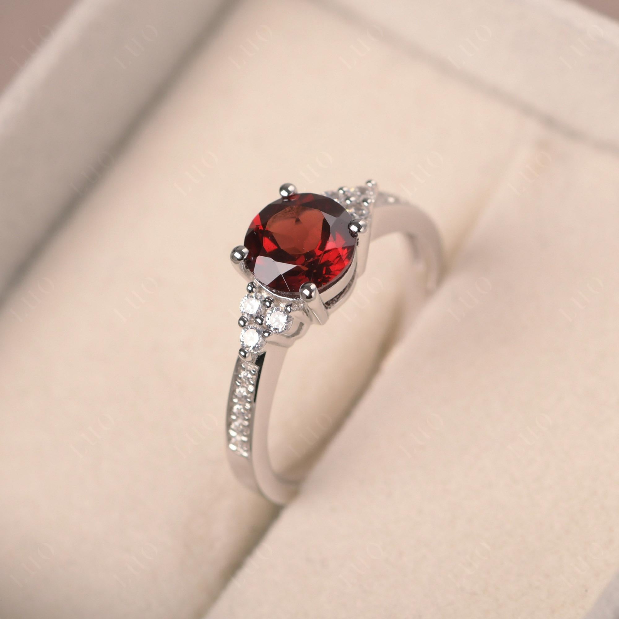 Round Cut Garnet Engagement Ring - LUO Jewelry 