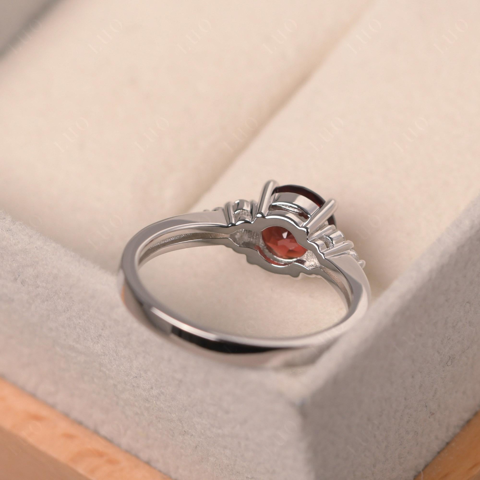 Round Cut Garnet Engagement Ring - LUO Jewelry 