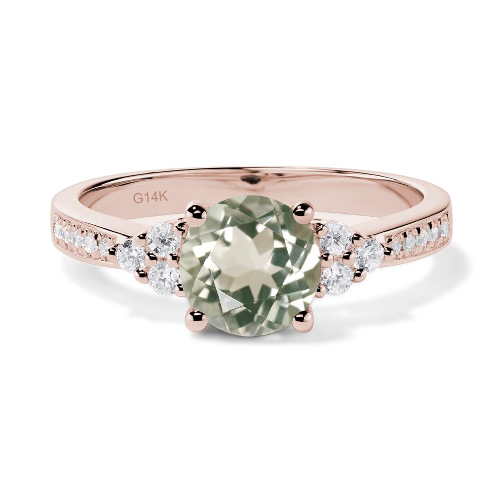 Round Cut Green Amethyst Engagement Ring - LUO Jewelry #metal_14k rose gold