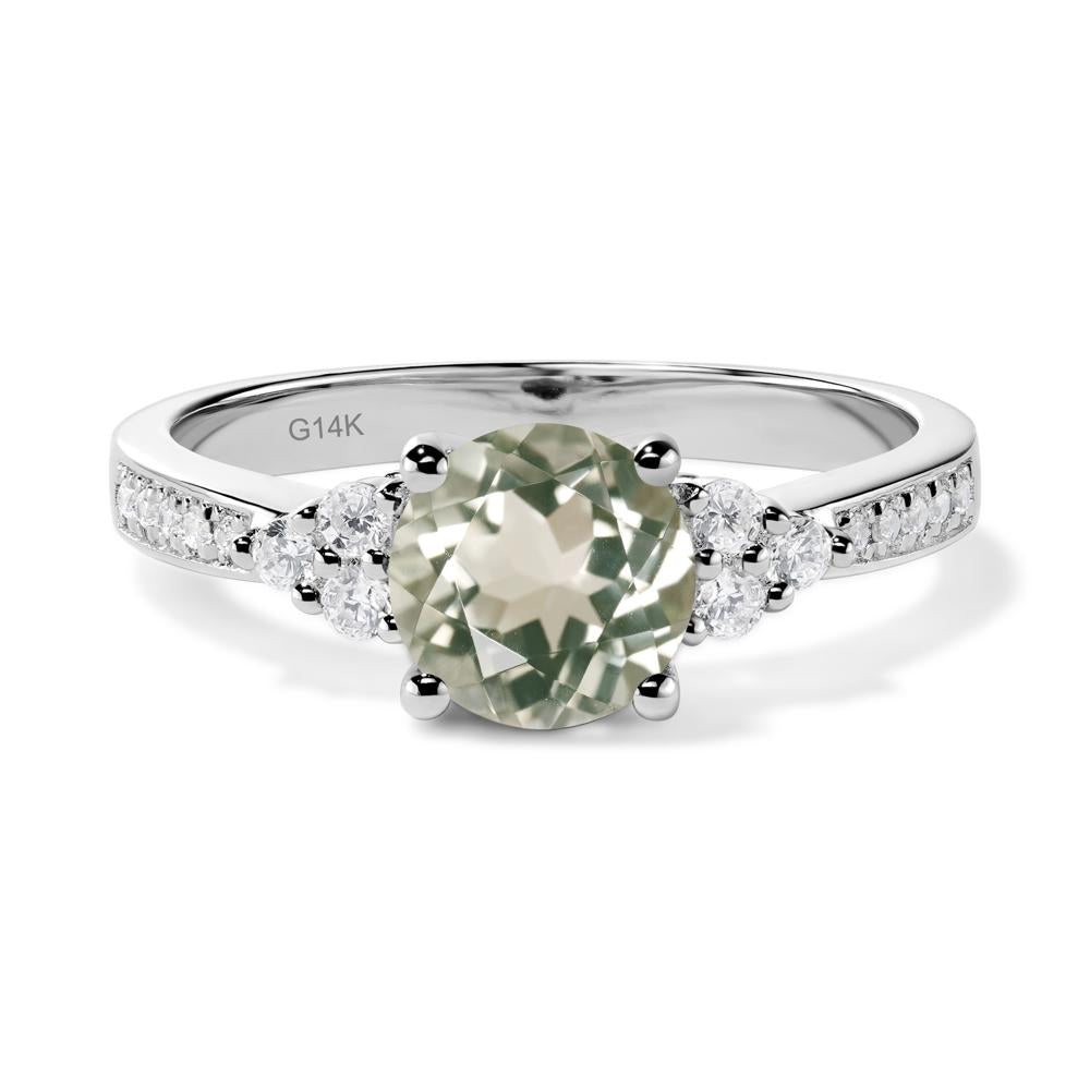 Round Cut Green Amethyst Engagement Ring - LUO Jewelry #metal_14k white gold