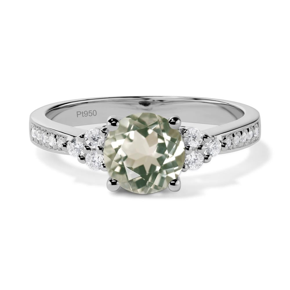 Round Cut Green Amethyst Engagement Ring - LUO Jewelry #metal_platinum