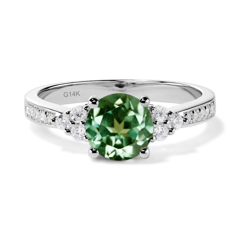 Round Cut Green Sapphire Engagement Ring - LUO Jewelry #metal_14k white gold