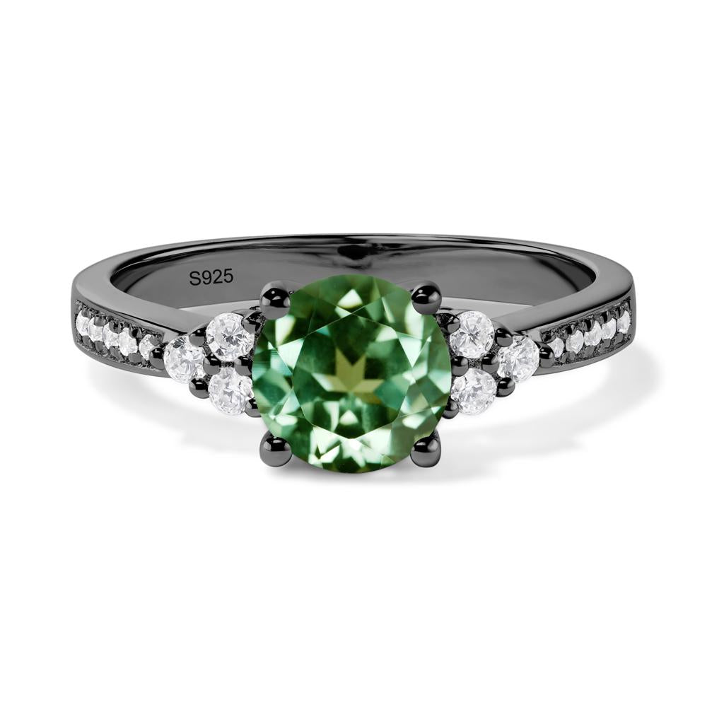 Round Cut Green Sapphire Engagement Ring - LUO Jewelry #metal_black finish sterling silver