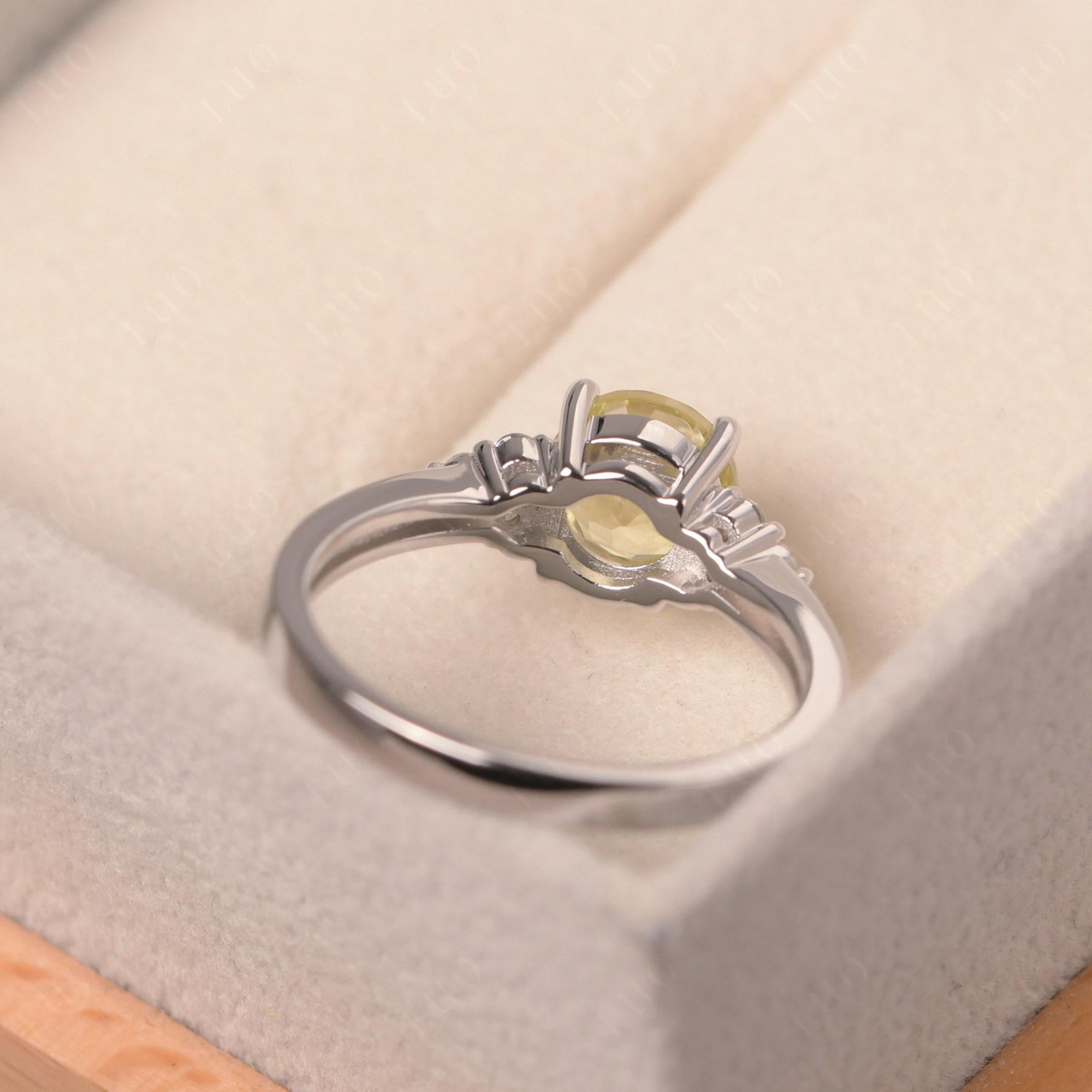 Round Cut Lemon Quartz Engagement Ring - LUO Jewelry 