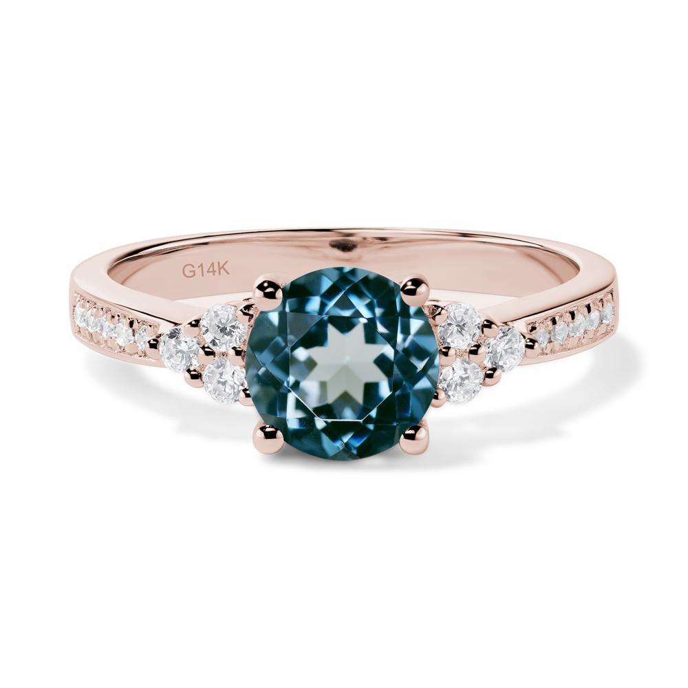 Round Cut London Blue Topaz Engagement Ring - LUO Jewelry #metal_14k rose gold