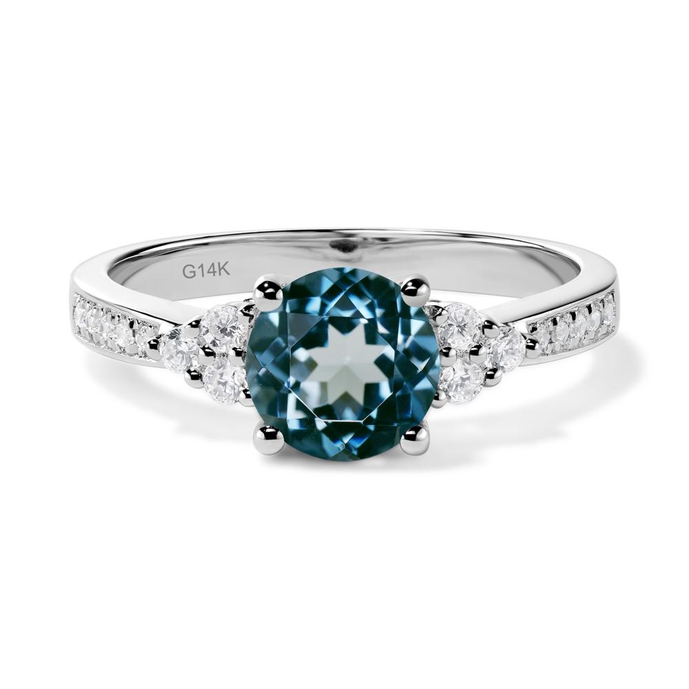 Round Cut London Blue Topaz Engagement Ring - LUO Jewelry #metal_14k white gold