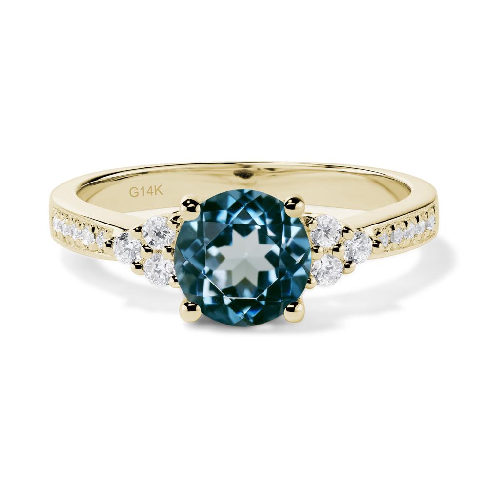 Round Cut London Blue Topaz Engagement Ring - LUO Jewelry #metal_14k yellow gold