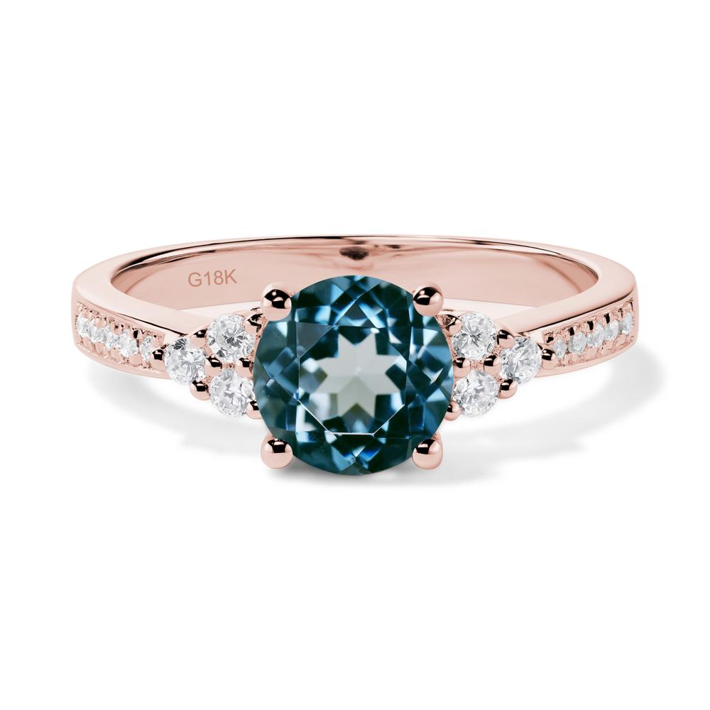 Round Cut London Blue Topaz Engagement Ring - LUO Jewelry #metal_18k rose gold